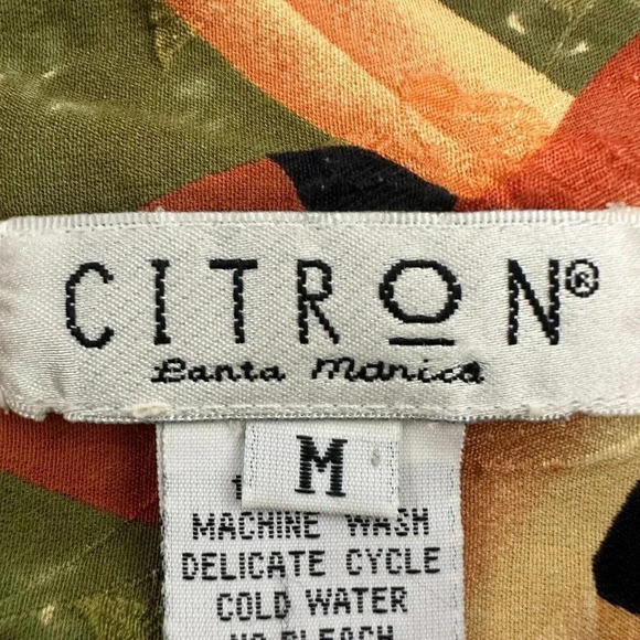 Citron Santa Monica Button Shirt 100% Silk 1950s Print Pin Up Girl - Picture 13 of 16